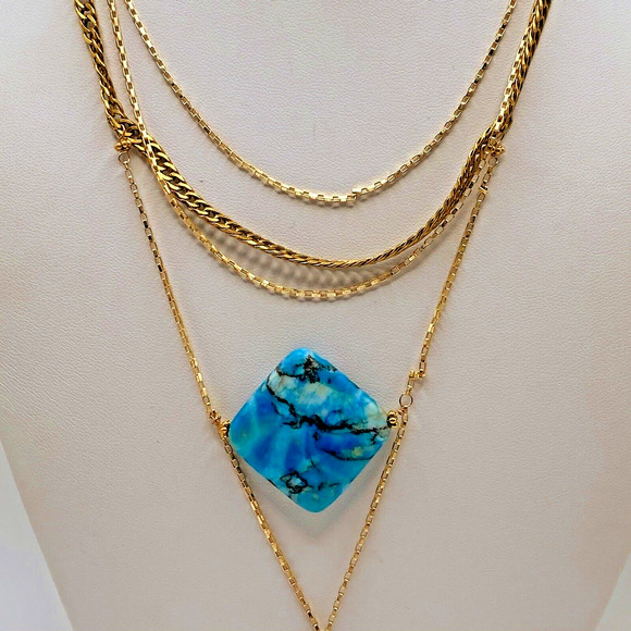 Vanessa Mooney Necklace Kismet Multi Strand Blue Stone Retired 16" - Picture 3 of 7